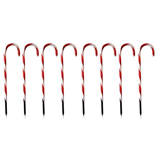 8tlg. LED Leuchtstab Set Zuckerstange, 56 LED, H47cm inklusive Erdspieß, Batteriebetrieb Außenbeleuchtung Lichterkette Lichterdeko von Self Import Agencies