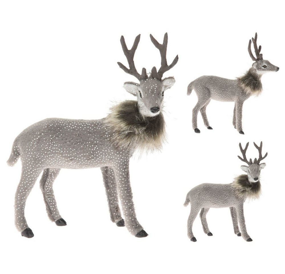 SELF IMPORT AGENCIES Weihnachtsfigur Deko-Rentier mit Fell und Glitzer - ca. 15 cm - 1 Stück von SELF IMPORT AGENCIES