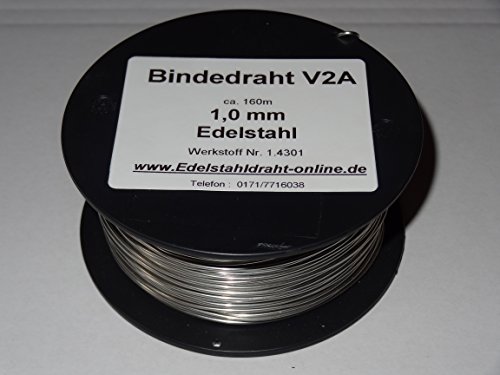 1 Spule Bindedraht aus Edelstahldraht VA V2A 1,0mm ca.160m weich, biegsam und flexibel rostfreier Edelstahldraht 1.4301 von SELF