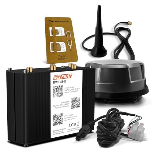 SELFSAT MWR 4540 4G Cat 6 WLAN Router bis 300 Mbps inkl. Panorama Antenne schwarz von SELFSAT
