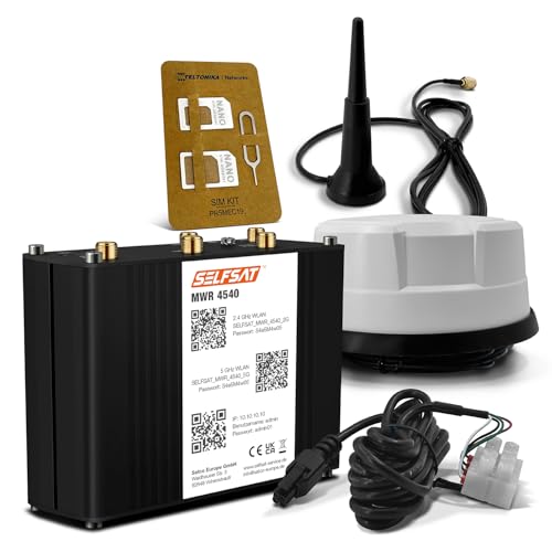 SELFSAT MWR 4540 4G Cat 6 WLAN Router bis 300 Mbps inkl. Panorama Antenne weiß von SELFSAT