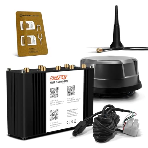 SELFSAT MWR 5560 eSIM 5G Cat 20 WLAN Router bis 3,4 Gbps inkl. Panorama Antenne schwarz von SELFSAT