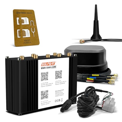 SELFSAT MWR 5560 eSIM 5G Cat 20 WLAN Router bis 3,4 Gbps inkl. SATCO 5G Antenne schwarz von SELFSAT