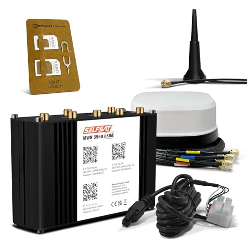 SELFSAT MWR 5560 eSIM 5G Cat 20 WLAN Router bis 3,4 Gbps inkl. SATCO 5G Antenne weiß von SELFSAT
