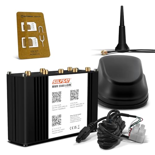 SELFSAT MWR 5560 eSIM 5G Cat 20 WLAN Router bis 3,4 Gbps inkl. SELFSAT 5G Antenne schwarz von SELFSAT
