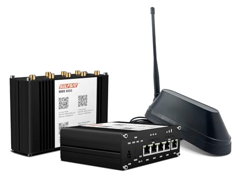 SELFSAT MWR 6550 5G Cat 19 WiFi 6 WLAN Router bis 3,4 Gbps inkl. Shark 5G Antenne schwarz von SELFSAT