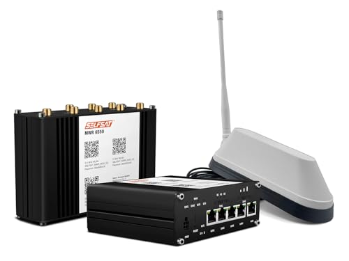 SELFSAT MWR 6550 5G Cat 19 WiFi 6 WLAN Router bis 3,4 Gbps inkl. Shark 5G Antenne weiß von SELFSAT