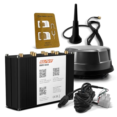 SELFSAT MWR 6550 5G Cat 20 WiFi 6 WLAN Router bis 3,4 Gbps inkl. Panorama Antenne schwarz von SELFSAT