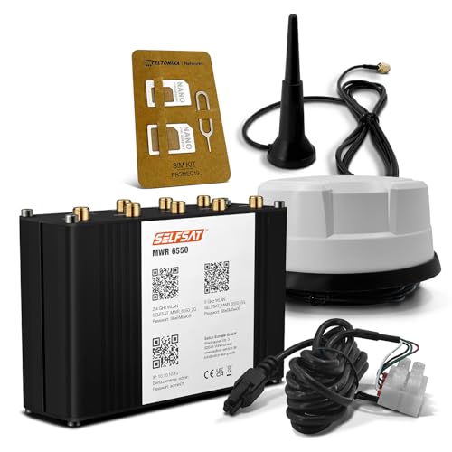 SELFSAT MWR 6550 5G Cat 20 WiFi 6 WLAN Router bis 3,4 Gbps inkl. Panorama Antenne weiß von SELFSAT