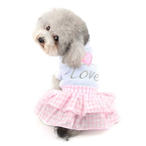 SELMAI Sweet Heart Prinzessinnenhemd für kleine Hunde, Katzen, Welpen, Sommer-Outfit für Hochzeit, Geburtstagsfeier, Yorkie, Chihuahua, Shih Tzu, Kleidung, Rosa, Größe XL von SELMAI