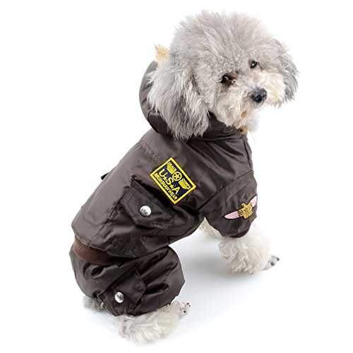 selmai Bekleidung für kleinen Hund (Weibchen/Männchen), Fleece-Fell-Schneeanzug mit Kapuze, für Winter, Overall, wasserdicht von SELMAI