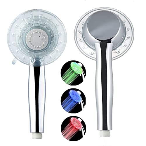 Led Handbrause Duschkopf Großer, Handhled Duschbrause Wassersparend, 3 Farben Farbwechsel Temperaturregelung, 2 Modi Einstellbar, Verchromter Duschköpfe Brausekopf Dusche Regendusche Sparduschkopf von SELPED
