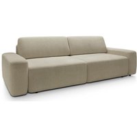 Baleo - 3-Sitzer Sofa mit Schlaffunktion, Chenille-Bezug, Beige - Selsey von SELSEY