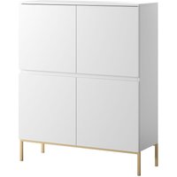 Bemmi - Highboard 4-türig Weiß mit goldenen Metallfüßen, 100 cm - Selsey Bemmi - Highboard 4-türig Weiß mit goldenen Metallfüßen, 100 cm - Selsey von SELSEY