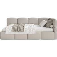 Cloudy – Jugendbett 90x200 cm, rechtsseitig mit Bouclé-Bezug, Greige - Selsey von SELSEY