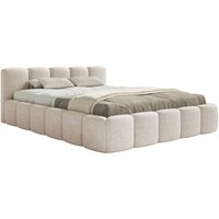 Cloudy Low - Polsterbett 140x200 cm, wasserabweisende Chenille, Hellbeige - Selsey Cloudy Low - Polsterbett 140x200 cm, wasserabweisende Chenille, Hellbeige - Selsey von SELSEY