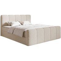 Cloudy ii - Boxspringbett 200x200 cm, mit Bettkästen und Topper, Bouclé Hellbeige - Selsey von SELSEY