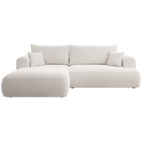 Selsey - Eck-Schlafsofa Ovo L-Form Creme mit Behälter, Boucle, rechte Seite von SELSEY