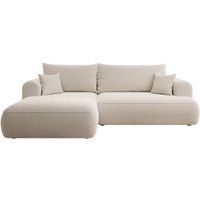 Eckschlafsofa Ovo in L-Form in Beige mit Bouclé-Behälter links - Selsey Eckschlafsofa Ovo in L-Form in Beige mit Bouclé-Behälter links - Selsey von SELSEY