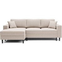 Ecksofa Nalika in L-Form mit einem Behälter aus cremefarbenem hydrophobem Velours auf der linken Seite - Selsey von SELSEY