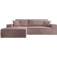 Farese Ecksofa mit Schlaffunktion und Bettkasten, Ottomane links, Cordbezug in Rosa - Selsey Farese Ecksofa mit Schlaffunktion und Bettkasten, Ottomane links, Cordbezug in Rosa - Selsey von SELSEY