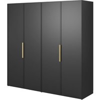 Frame - Kleiderschrank 4-türig mit Kleiderstange und Regalen, 200 cm, schwarz - Selsey Frame - Kleiderschrank 4-türig mit Kleiderstange und Regalen, 200 cm, schwarz - Selsey von SELSEY