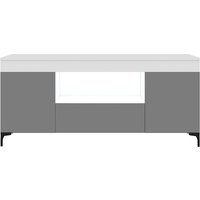 Selsey - gusto - TV-Lowboard / TV-Schrank stehend mit Füßen - geschlossener Stauraum - offenes Fach, 137 cm (Weiß Matt / Grau Matt, von SELSEY