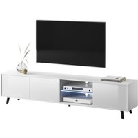 Selsey - galhad – Fernsehschrank / modernes TV-Board mit Füßen und led, 175 cm breit (Weiß Matt / Weiß Hochglanz) von SELSEY