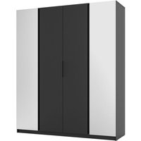 Kaja - Kleiderschrank 4-türig mit 2 Spiegeln, 200 cm, schwarz - Selsey Kaja - Kleiderschrank 4-türig mit 2 Spiegeln, 200 cm, schwarz - Selsey von SELSEY