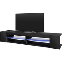 Selsey - mitchell - TV-Lowboard mit led, Schwarz Matt / Schwarz Glanz, 180 cm breit von SELSEY