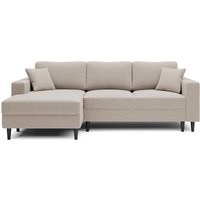 Nalika L-förmiges Eckschlafsofa mit Stauraum, beige, hydrophober Velours, linksseitig - Selsey Nalika L-förmiges Eckschlafsofa mit Stauraum, beige, hydrophober Velours, linksseitig - Selsey von SELSEY