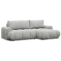 Ombo Mini - Ecksofa mit Schlaffunktion, Bettkasten und Bouclé-Bezug, Hellgrau, rechts - Selsey von SELSEY