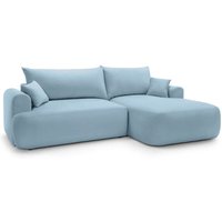 Ovo - Ecksofa mit Schlaffunktion, Stauraum und Samtbezug, Hellblau, rechts - Selsey Ovo - Ecksofa mit Schlaffunktion, Stauraum und Samtbezug, Hellblau, rechts - Selsey von SELSEY