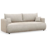 Ovo Mini – 3-Sitzer Schlafsofa mit Bettkasten, Velours Easy-Clean, creme - Selsey von SELSEY