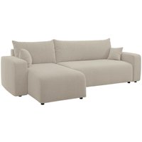 Pianoni - Ecksofa mit Schlaffunktion, Stauraum und Bouclé-Bezug, hellbeige - Selsey von SELSEY