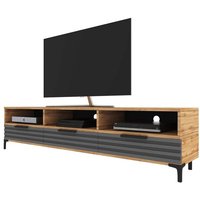 Selsey - rikke 3D - TV-Lowboard - TV-Schrank mit 3D-Fronten in Matt, stehend, 160 cm breit (Wotan Eiche / Grau, ohne led) von SELSEY
