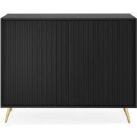 Selsey - Bello - Sideboard mit Lamellenfronten - 104 cm - Schwarz mit goldenen Beinen von SELSEY