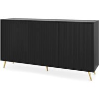 Selsey - Bello - Sideboard mit Lamellenfronten - 154 cm - Schwarz mit goldenen Beinen von SELSEY