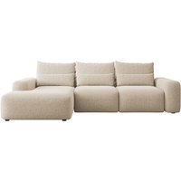 Selsey CARNOS - Ecksofa mit Schlaffunktion, Chenille-Bezug in Beige, linksseitig von SELSEY