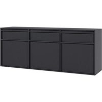 Evo - Sideboard 3-türig hängend mit 3 Schubladen, Schwarz, 154 cm - Selsey von SELSEY