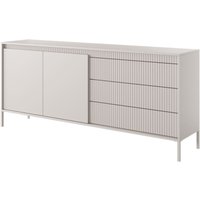 Selsey FALSETTO - Sideboard 2-türig mit 3 Schubladen, Beige mit geriffelter Front, 187 cm von SELSEY