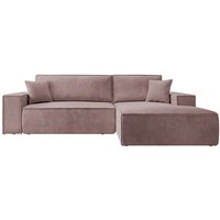 Selsey FARESE Ecksofa mit Schlaffunktion und Bettkasten, Ottomane rechts, Cordbezug in Rosa von SELSEY
