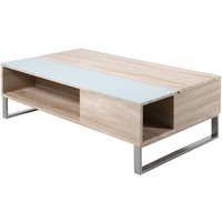 Selsey KOSTRENA - Couchtisch, Wohnzimmertisch in Sonoma Eiche mit Glaseinsatz 110x60 cm von SELSEY