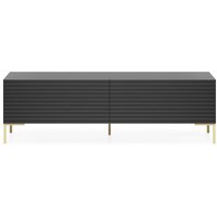 Selsey - lammelo - TV-Schrank mit Lamellenfronten - 140 cm - Schwarz mit goldenen Beinen von SELSEY