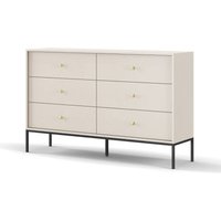 Selsey Monne - Kommode Doppelkommode mit 6 Schubladen, Beige im Vintage Look von SELSEY