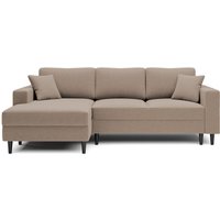 Selsey - Nalika L-förmiges Eckschlafsofa mit Aufbewahrungsbox aus hydrophobem Velours in Dunkelbeige auf der linken Seite Selsey - Nalika L-förmiges Eckschlafsofa mit Aufbewahrungsbox aus hydrophobem Velours in Dunkelbeige auf der linken Seite von SELSEY