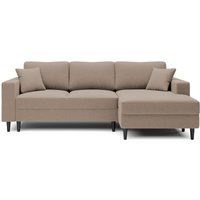 Selsey - Nalika L-förmiges Ecksofa mit Aufbewahrungsbox aus hydrophobem Velours in Dunkelbeige auf der rechten Seite Selsey - Nalika L-förmiges Ecksofa mit Aufbewahrungsbox aus hydrophobem Velours in Dunkelbeige auf der rechten Seite von SELSEY