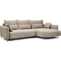 Selsey OBLIVIO - Ecksofa mit Schlaffunktion, Bettkasten, Veloursbezug wasserabweisend Hellbeige, Ottomane rechts von SELSEY