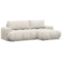 Selsey Ombo Mini - Ecksofa mit Schlaffunktion, Bettkasten und Bouclé-Bezug, Creme, rechts von SELSEY