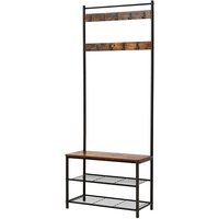 Selsey PERPARIT - Garderobe / Garderobenständer mit Schuhbank dunkle Holzoptik / Schwarz, 70x170cm Selsey PERPARIT - Garderobe / Garderobenständer mit Schuhbank dunkle Holzoptik / Schwarz, 70x170cm von SELSEY